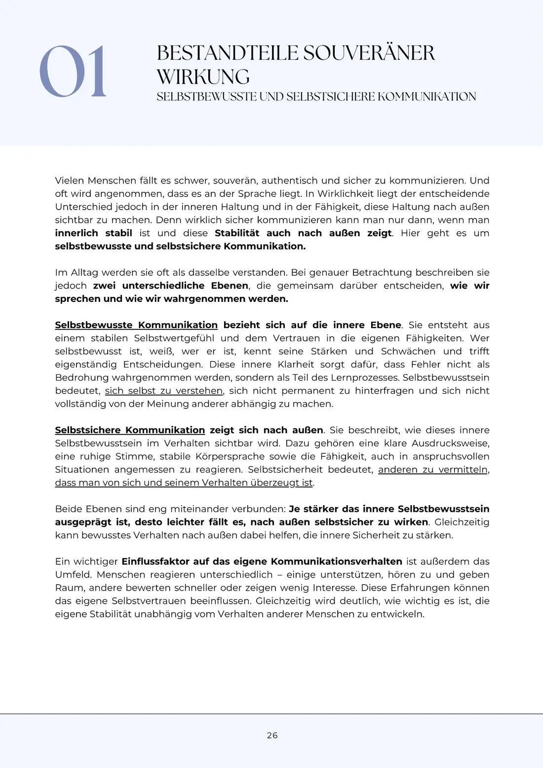 Workbook-Seite: Bestandteile souveräner Wirkung